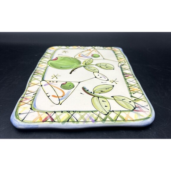 JULIA JUNKIN Ceramic Rectangular Martini Party Cheese Serving Platter Tray 12x8” - Picture 7 of 9